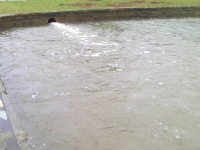 Water flowing into main lake in winter
