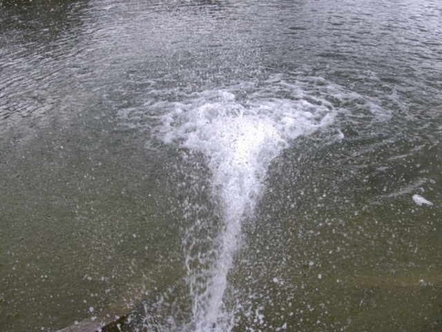 Jetting water into lake in summer