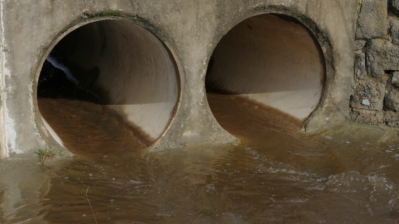 Big pipes under road for flood