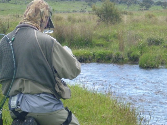 Preparing to fish a small stream