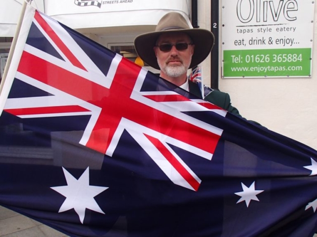 Peter holding the Australian Flag