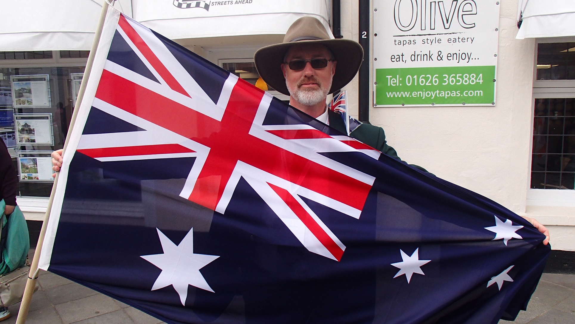 Peter holding the Australian Flag