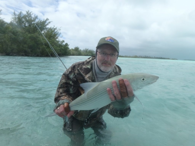 Peter holding a nice Bonefish at Aitutaki