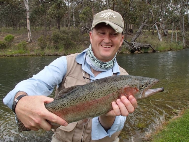 A large male rainbow trout