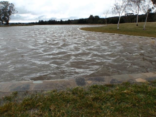 Main lake nearly overflowing due to heavy rain