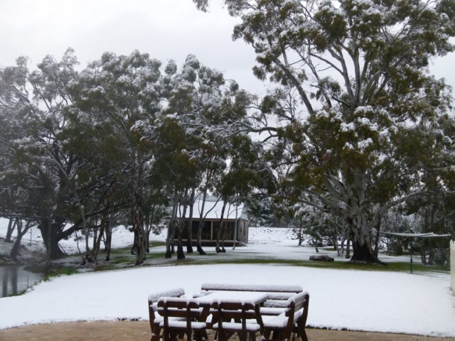 Snow around the fly fishing hut