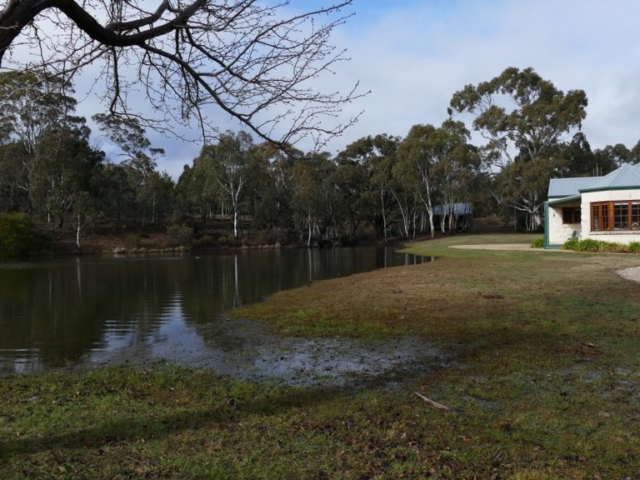 View down to fishing hut